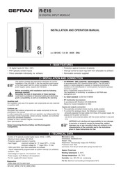 Gefran R-E16 Installation And Operation Manual