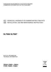 Multikomplex SLT966-EM Installation, Use And Maintenance Instruction