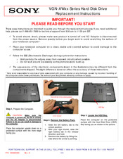 Sony VGN-AW Series Replacement Instructions
