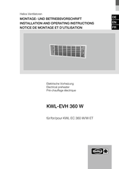 Helios KWL-EVH 360 W Installation And Operating Instructions Manual