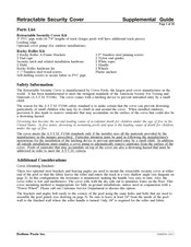 Endless Pools Retractable Security Cover Supplemental Manual