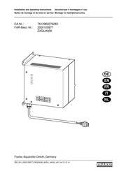 Franke 2000100977 Installation And Operating Instructions Manual