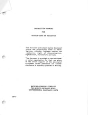 Watkins-Johnson Company WJ-8718-19/FE Instruction Manual