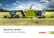 Claas JAGUAR 830 Information And Basic Field Settings