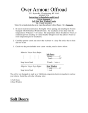 Over Armour Offroad TX-STAMP-4-DRW01 Instructions For Installation And Care
