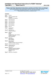 Mayr ROBA-diskstop 894.5 Series Installation And Operational Instructions