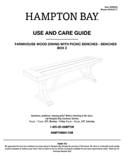 HAMPTON BAY FARMHOUSE WOOD DINING WITH PICNIC BENCHES CHC2177 Use And Care Manual