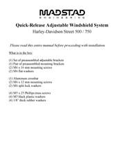 Madstad Engineering Quick-Release Adjustable Windshield System Manual