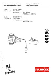 Franke ZAQUA032 Installation And Operating Instructions Manual