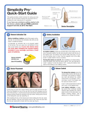 General Hearing Simplicity Pro Quick Start Manual