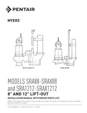 Pentair MYERS SRAX88 Installation Manual With Repair Parts List