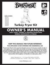 Bayou Classic 200-410 Owner's Manual