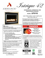 Ambiance Fireplaces INTIRGUE UF0110 Installation, Operation And Maintenance Manual