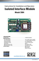 Bodine 3984 Instructions For Installation And Operation Manual