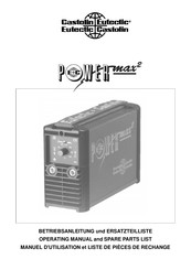 Castolin Eutectic POWERmax2 Operating Manual And Spare Parts List