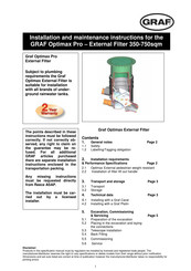 Graf Optimax-Pro Installation And Maintenance Instructions