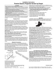 Draper Premier PRE-28 Installation Instructions