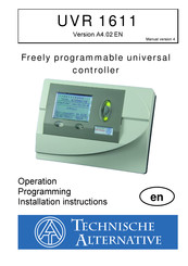 Technische Alternative UVR 1611 Operation, Programming, Installation Instructions
