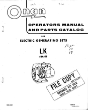 Onan 2.5LK-W Operator's Manual And Parts Catalog
