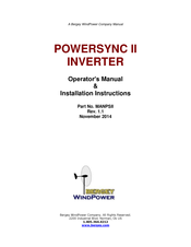 Bergey POWERSYNC PSII126208 Operator's Manual & Installation Instructions