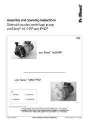 ProMinent vonTaine 1010 PP Assembly And Operating Instructions Manual