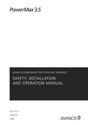 AVANCIS POWERMAX 3.5 Safety, Installation, And Operation Manual