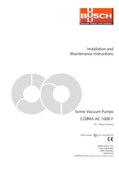 BUSCH COBRA AC 1000 F Installation And Maintenance Instructions Manual