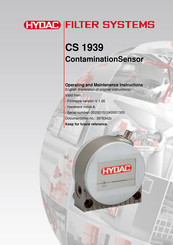 HYDAC FILTER SYSTEMS ContaminationSensor CS 1939-0-0/-000 Operating And Maintenance Instructions Manual