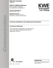 KWE 704501 Technical, Installation And Configuration Information