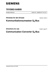 Siemens 7XV5662-0AB00 Manual
