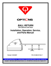 QubicaAMF Options Ball Return Installation, Operation, Service, And Parts Manual