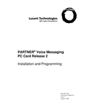 Lucent Technologies PARTNER Voice Messaging PC Card Release 2 Installation And Programming
