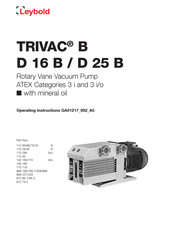 Leybold TRIVAC D 25 B Manuals | ManualsLib