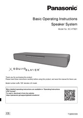 Panasonic Sound Slayer SC-HTB01 Basic Operating Instructions Manual