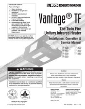 Roberts Gorden Vantage TF Series Installation, Operation & Service Manual
