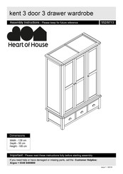 Argos Heart of House kent 3 door 3 drawer wardrobe 552 9713 Manuals ManualsLib
