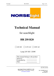 NORSELIGHT HR 250 R20 Technical Manual