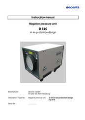 deconta D 610 Instruction Manual