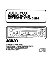 Audiovox ACD-30 Owner's Manual And Installation Manual