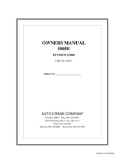 Auto Crane 5005H Owner's Manual