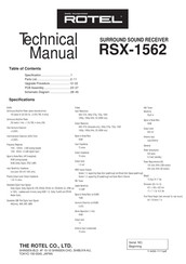 Rotel RSX-1562 Technical Manual