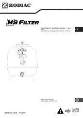 Zodiac MS FILTER D530 Instructions For Installation And Use Manual