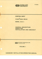 Control Data Corporation BJ9A2-A Hardware Installation/Operation Manual