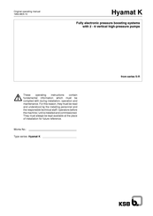 KSB Hyamat K 0204 Original Operating Manual