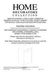 Home Decorators Collection WSMSL-CTPW Assembly Instructions Manual
