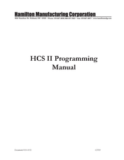 Hamilton Manufacturing Corporation HCS II Programming Manual