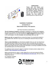 H.E. Anderson Ratio:Feeder J Plus Series Installation Manuallines And Operation