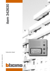 Bticino 342630 Instruction Sheet