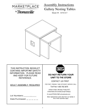 Thomasville MARKETPLACE 3478-817 Assembly Instructions Manual