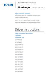 Eaton Roadranger RT-14910B-AS2 Driver Instructions